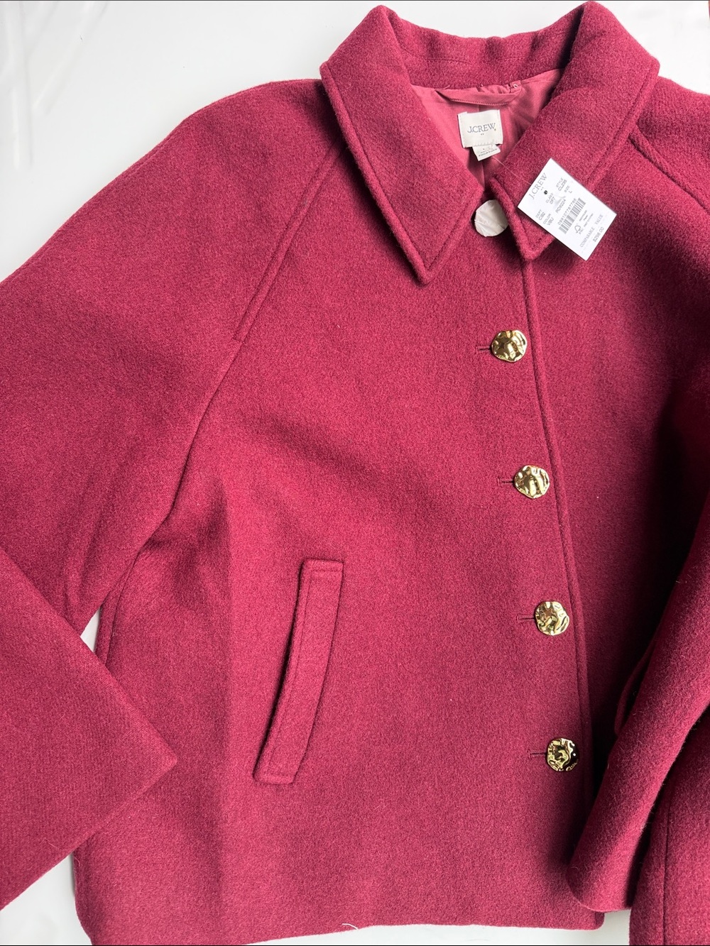 J. Crew Cropped Wool-Blend Swing Coat in Burgundy Size L - Picture 5 of 13
